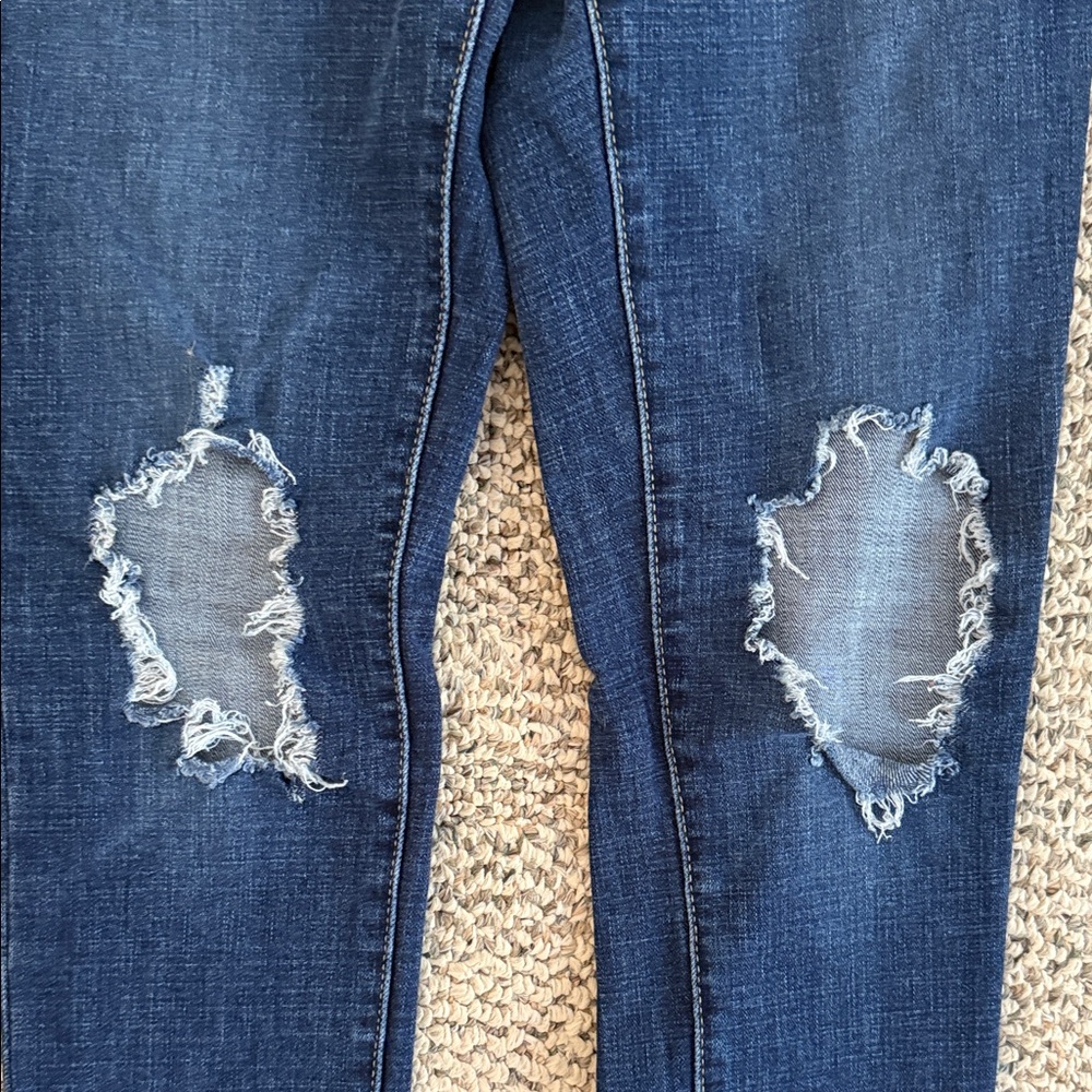 Levi's 711 Dark Blue Distressed Skinny Jeans - Picture 3 of 5